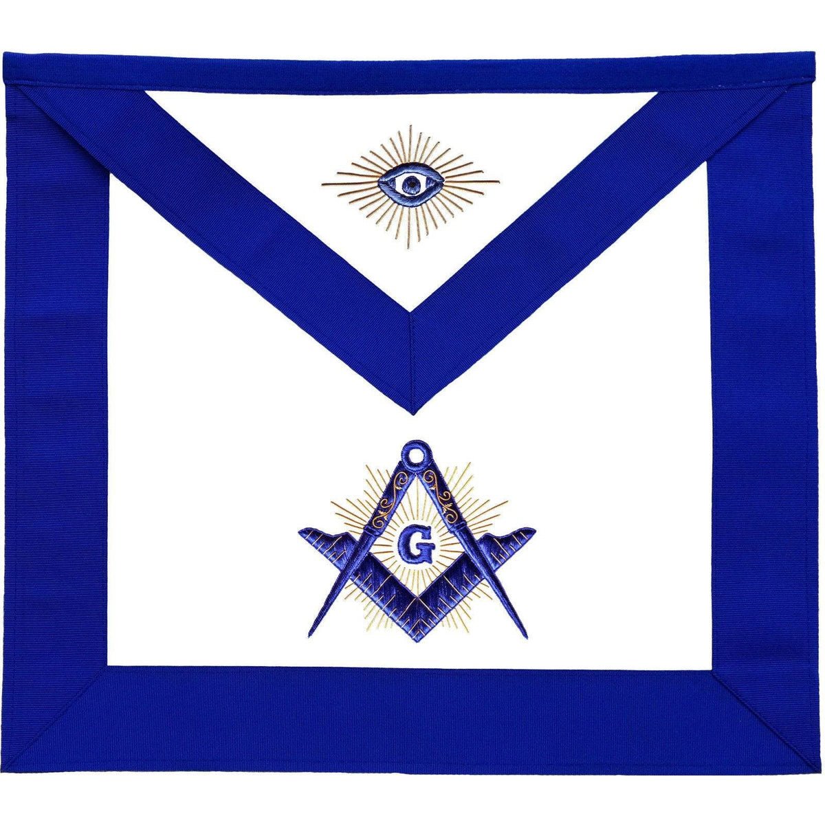 Blue Lodge Master Mason Apron – Royal Blue & Gold Radiant G - Luxe Regalia