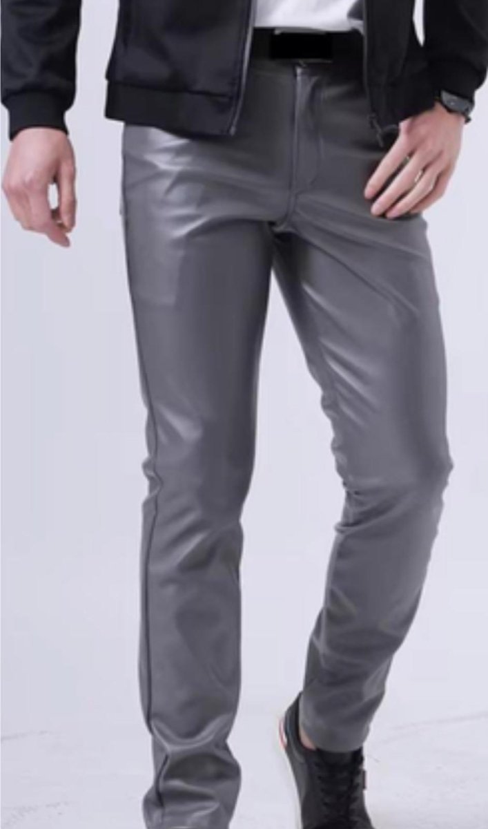 Classic Gray Genuine Leather Pants - Sophisticated Style - Luxe Regalia