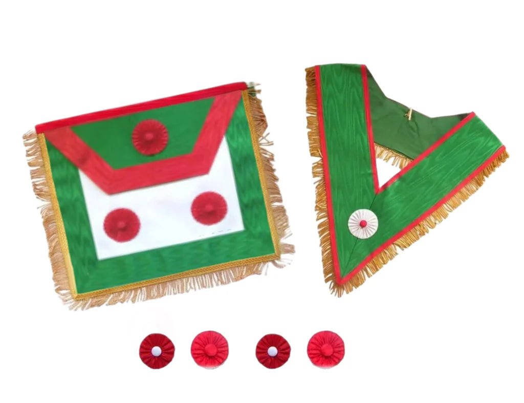 Deputy Master Set. Apron (Gold Fringe) + Collar - Rectified Scottish Rite - Luxe Regalia