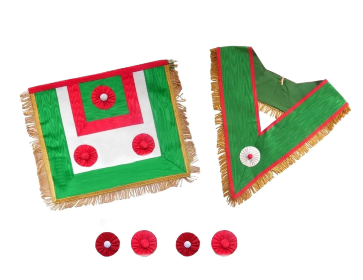 Deputy Master Set: Apron (Square) + Collar - Rectified Scottish Rite - Luxe Regalia