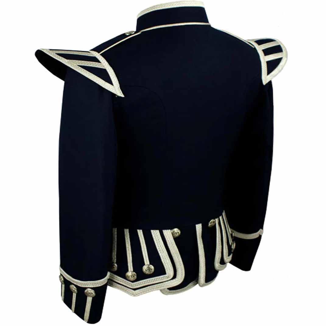 Doublet Kilt Jacket Silver Braid Silver Trim 12 Navy Blue - Luxe Regalia