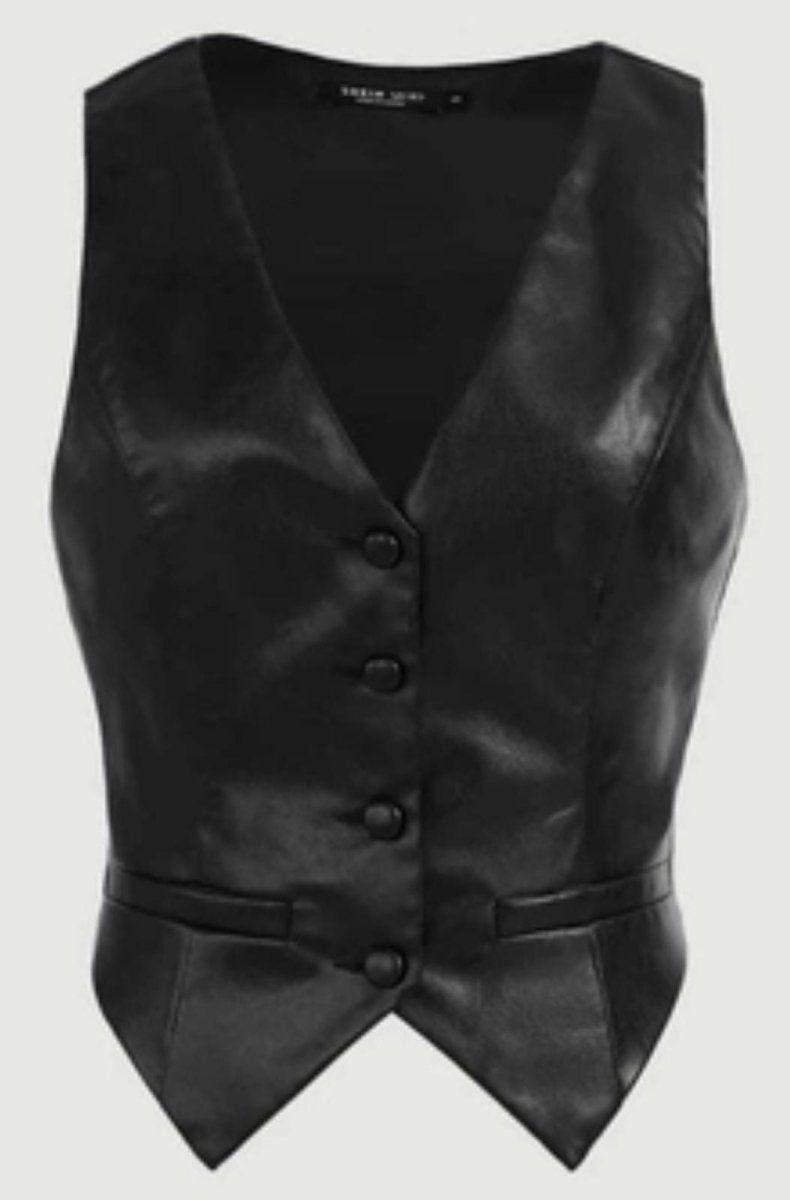 Genuine Leather Fitted Waistcoat - Classic Black - Luxe Regalia