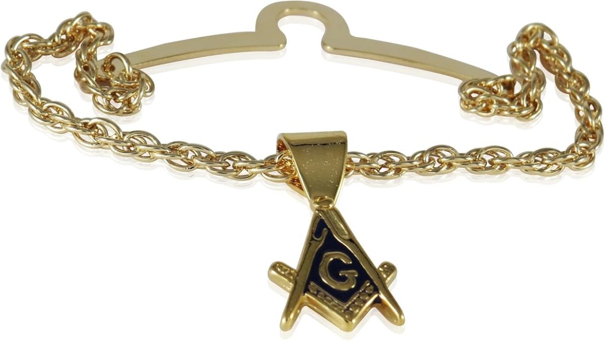 Gold Freemason Masonic Tie Chain with Presentation Gift Box for Masonic Accessories, Metal - Luxe Regalia