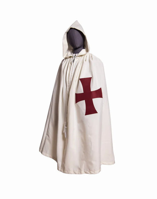 Knights Templar English Constitution Mantle - White with Maroon Cross - Luxe Regalia