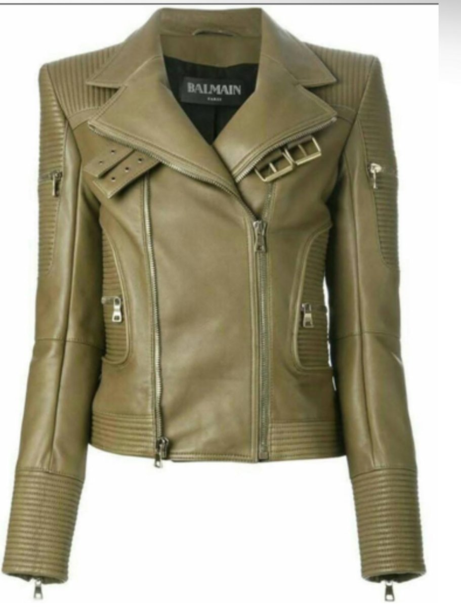 Luxury Olive Green Biker Leather Jacket - Premium Genuine Leather - Luxe Regalia