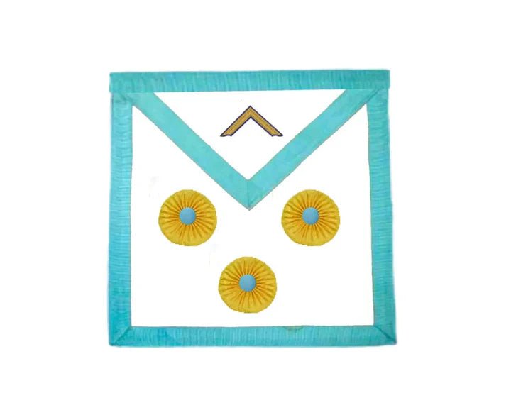 Master Mason Apron - Blue and Gold Rosettes - Lodge of St John, Swedish Rite - Luxe Regalia