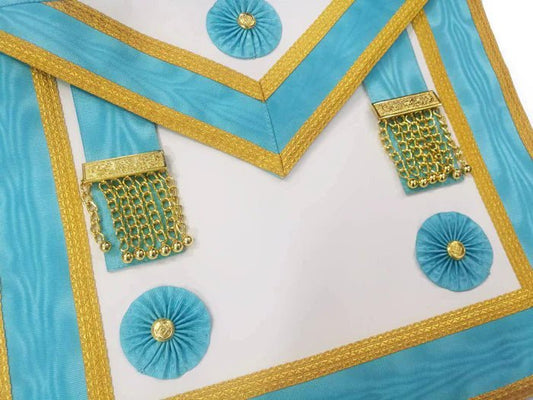 Master Mason Blue Lodge Canada Regulation Apron - Sky Blue Moire - Luxe Regalia