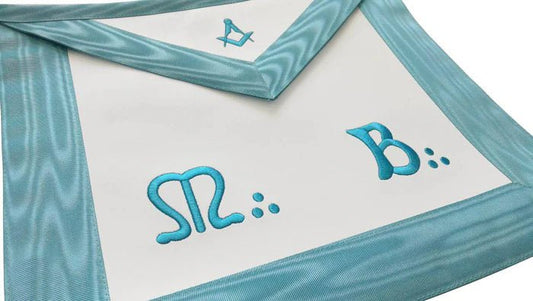 Master Mason French Rite Apron - Sky Blue Moire Square & Compass - Luxe Regalia