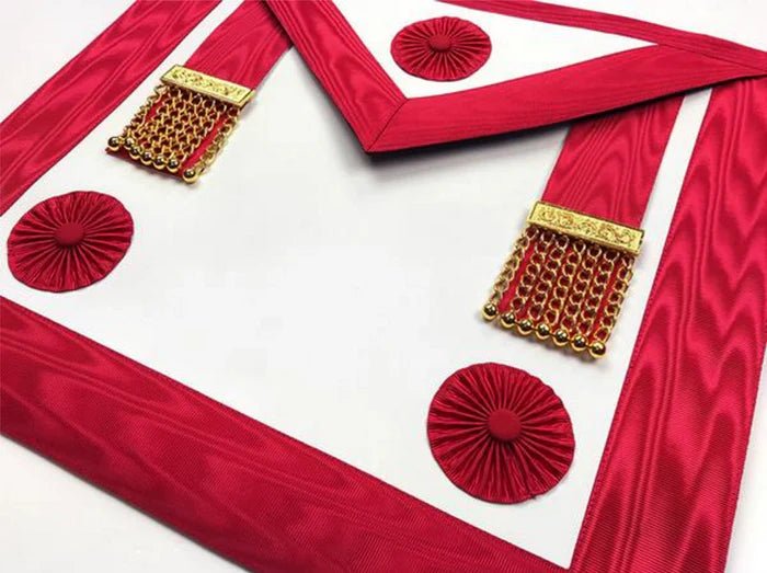 Master Mason Scottish Rite Apron - Turquoise Moire with Rosettes - Luxe Regalia