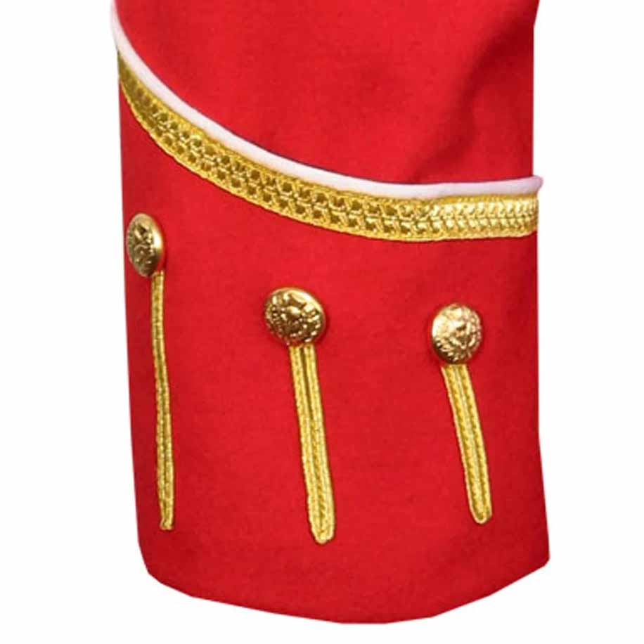 Red Pipe Band Doublet With Gold Braid - Luxe Regalia