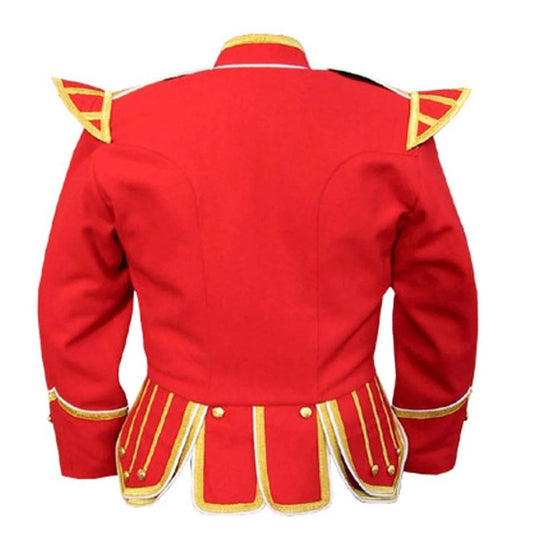 Red Pipe Band Doublet With Gold Braid - Luxe Regalia