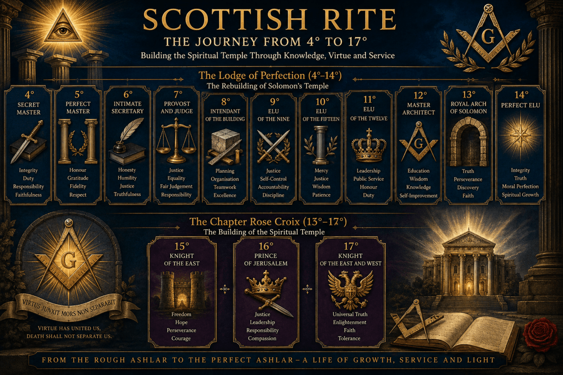 The Lodge of Perfection and the Chapter Rose Croix: Understanding the Scottish Rite Degrees 4°–17° - Luxe Regalia