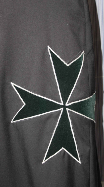 Order of St Lazarus Cloak/Cape (White Trimmed, Dark Green Cross & Dark Green Collar)