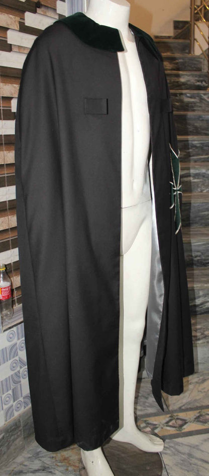 Order of St Lazarus Cloak/Cape (White Trimmed, Dark Green Cross & Dark Green Collar)