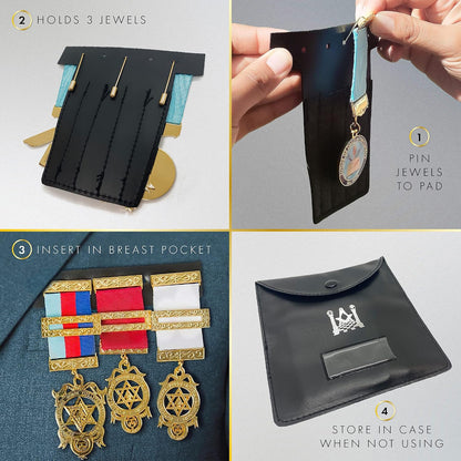 ROYAL ARCH MASONIC COLLECTION - Regalia Pocket and Wallet Jewel Holder Leather Set - Store Jewels Comfortably