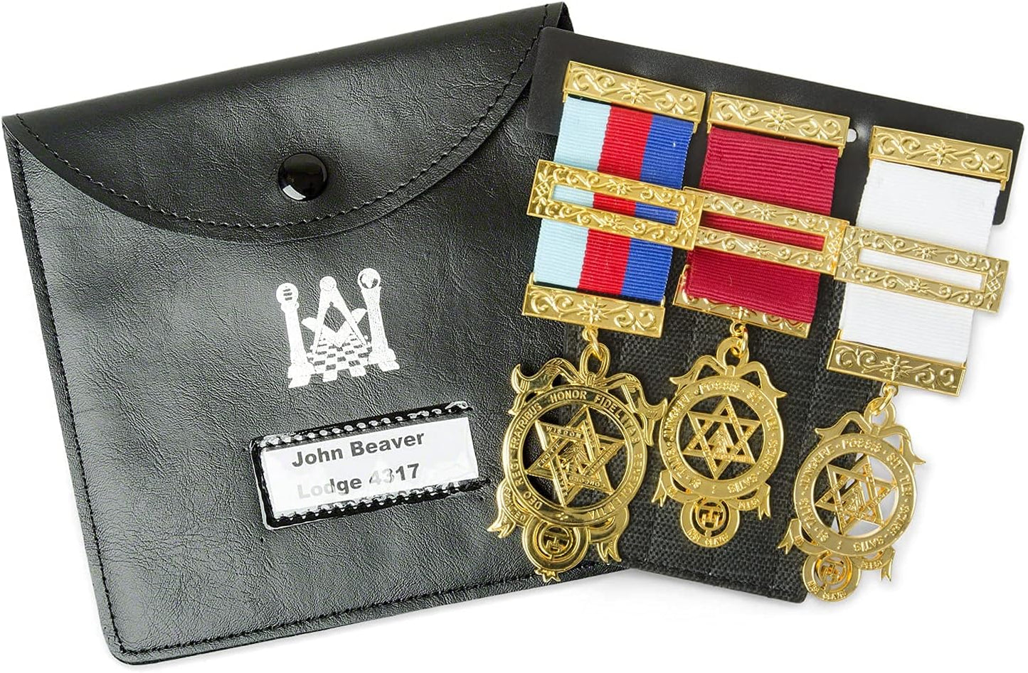 ROYAL ARCH MASONIC COLLECTION - Regalia Pocket and Wallet Jewel Holder Leather Set - Store Jewels Comfortably