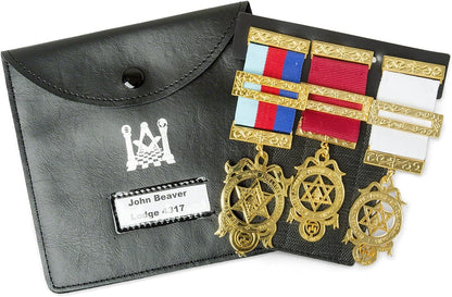 ROYAL ARCH MASONIC COLLECTION - Regalia Pocket and Wallet Jewel Holder Leather Set - Store Jewels Comfortably