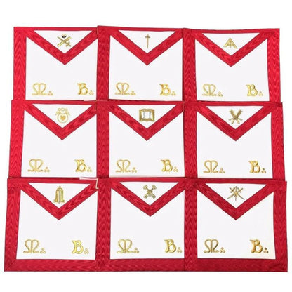 Scottish Rite Ribbon Jrotc Scottish Rite Officer Apron Set Red Moire Ribbon Embroidery – Luxe Regalia