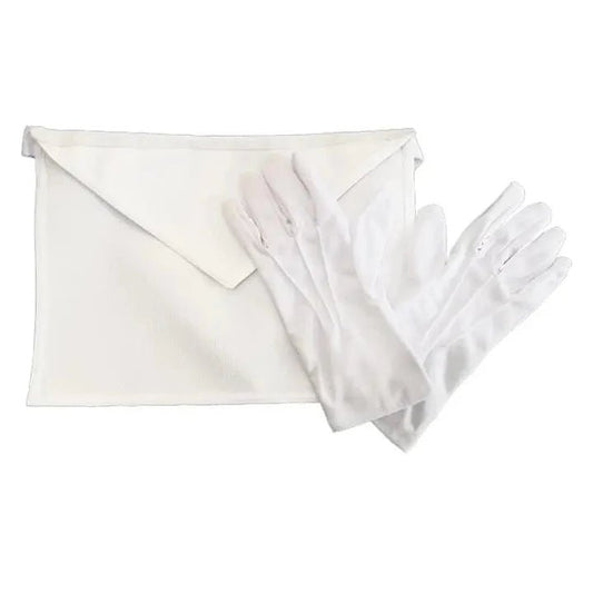 Apprentice/Fellowcraft Apron, White Gloves - Ancient Accepted Scottish Rite (AASR) - Luxe Regalia