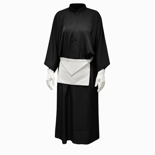 Black Robe + Apron + Gloves. Long Sleeves - Feminine Grand Lodge of France (GLFF) - Luxe Regalia