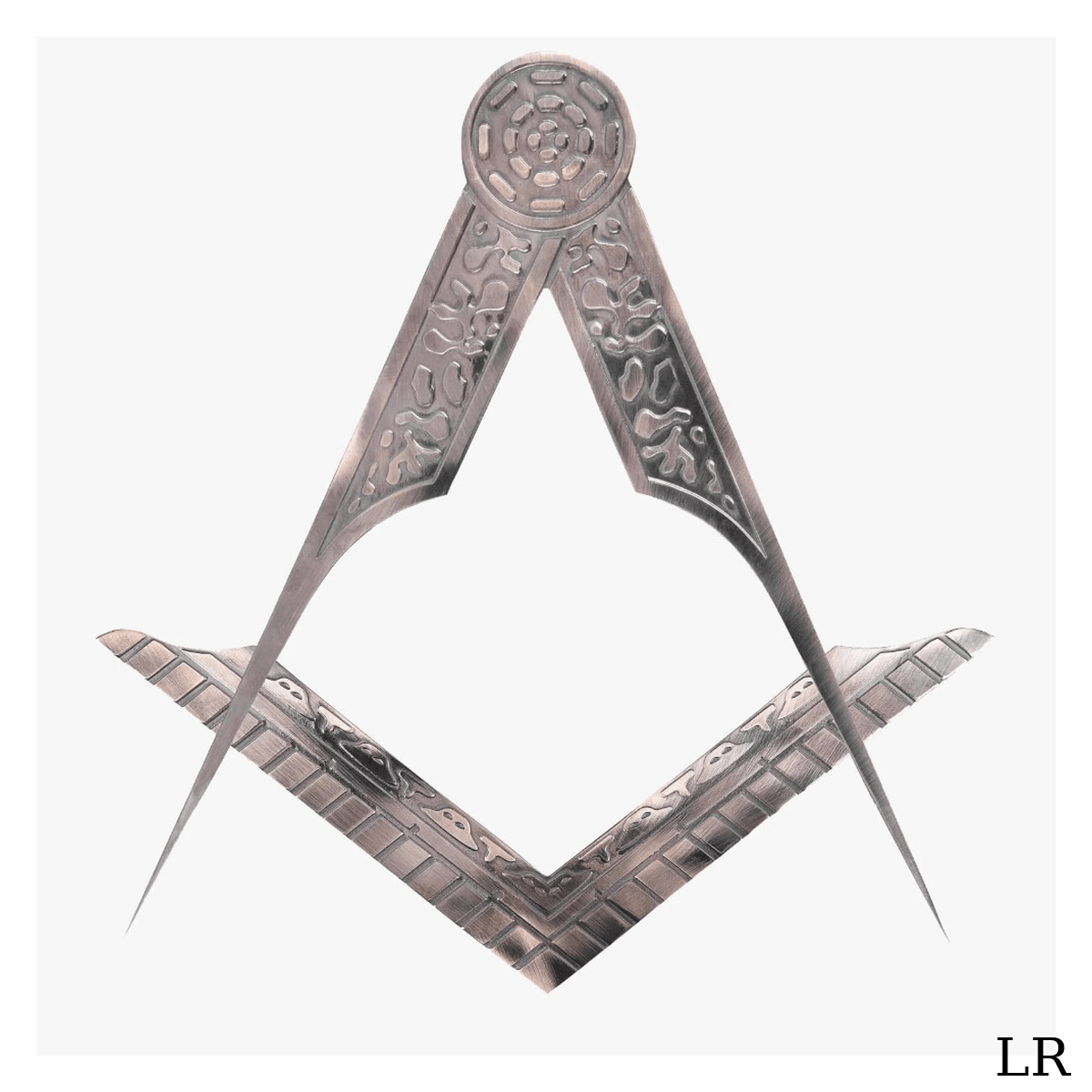 Blue Lodge Working Tools – Ornate Square & Compasses Set, Two-Piece Brass Design - Luxe Regalia