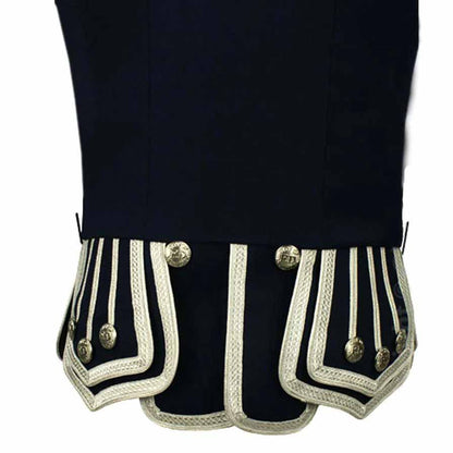 Doublet Kilt Jacket Silver Braid Silver Trim 12 Navy Blue - Luxe Regalia