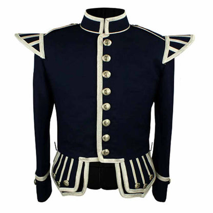 Doublet Kilt Jacket Silver Braid Silver Trim 12 Navy Blue - Luxe Regalia