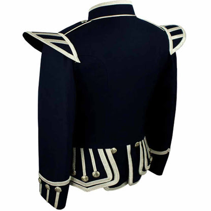 Doublet Kilt Jacket Silver Braid Silver Trim 12 Navy Blue - Luxe Regalia