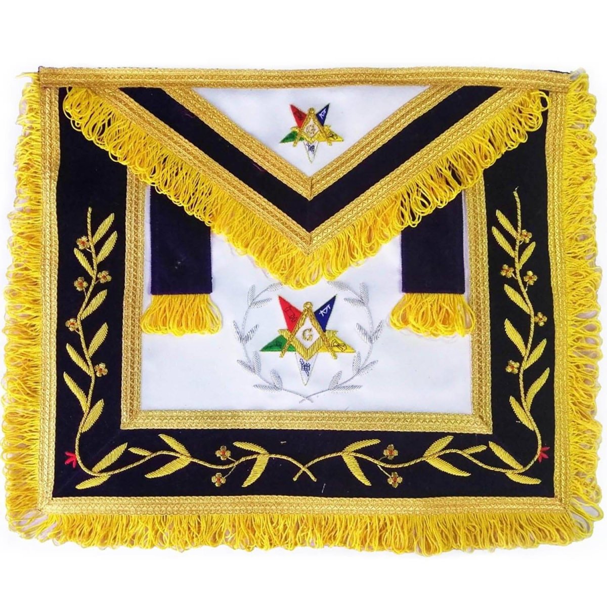Eastern Star Worthy Patron Apron – Gold & Silver Bullion, Royal Blue - Luxe Regalia