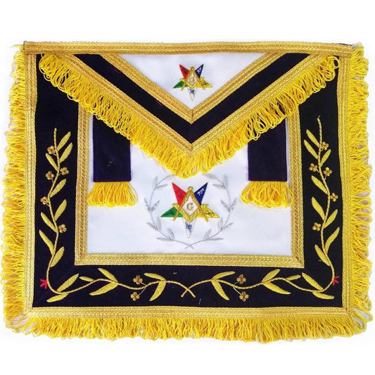 Eastern Star Worthy Patron Apron – Gold & Silver Bullion, Royal Blue - Luxe Regalia