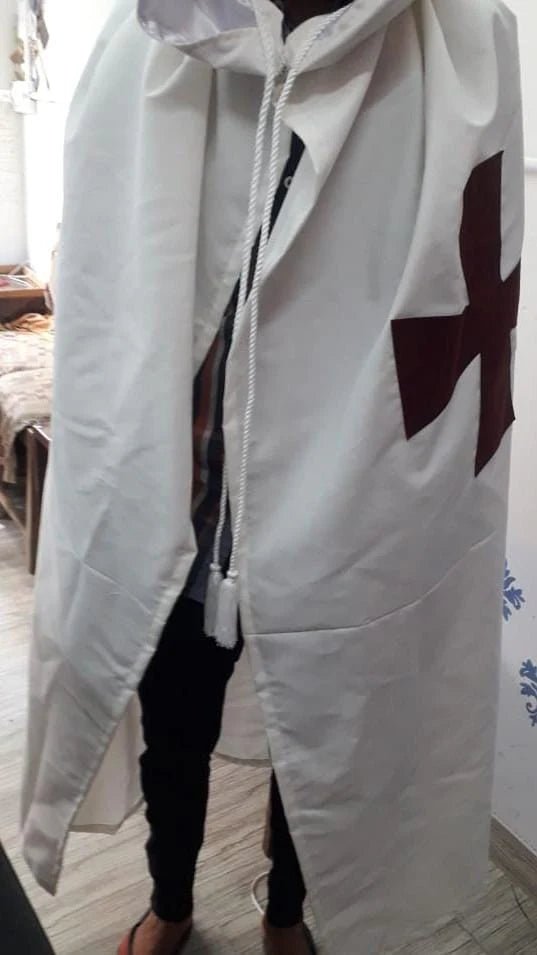 Knights Templar English Constitution Mantle - White with Maroon Cross - Luxe Regalia