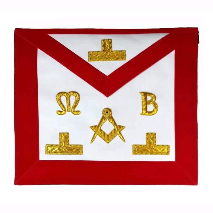 Master Mason Blue Lodge Apron - Red Velvet with Golden Bullion and Wire - Luxe Regalia