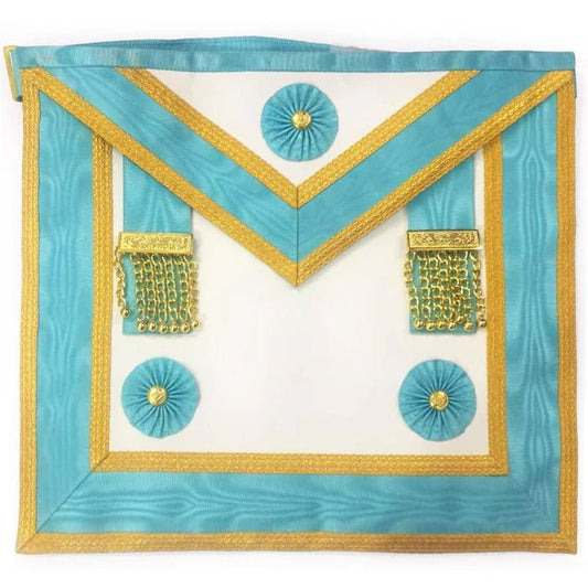 Master Mason Blue Lodge Canada Regulation Apron - Sky Blue Moire - Luxe Regalia