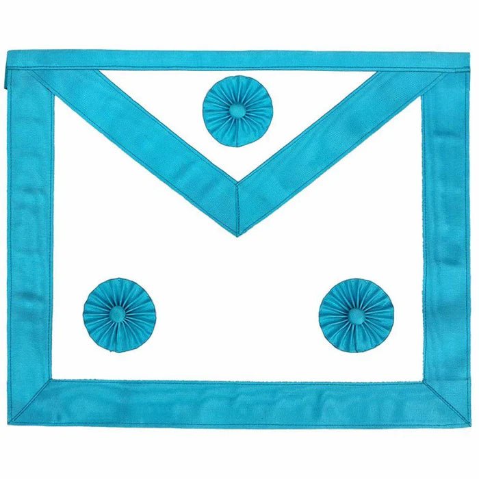 Master Mason French Rite Apron - Sky Blue Moire with Three Rosettes - Luxe Regalia