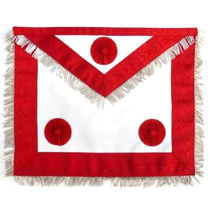 Master Mason Scottish Rite Apron - White & Red Moire with Gold Fringe - Luxe Regalia