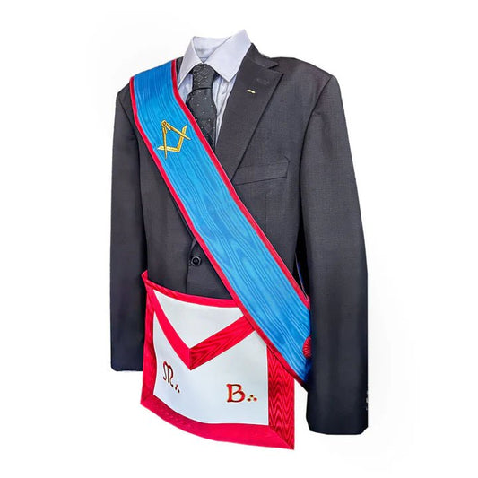 Master Mason Set. M.: B.: Apron + Sash - Ancient Accepted Scottish Rite (AASR) - Luxe Regalia