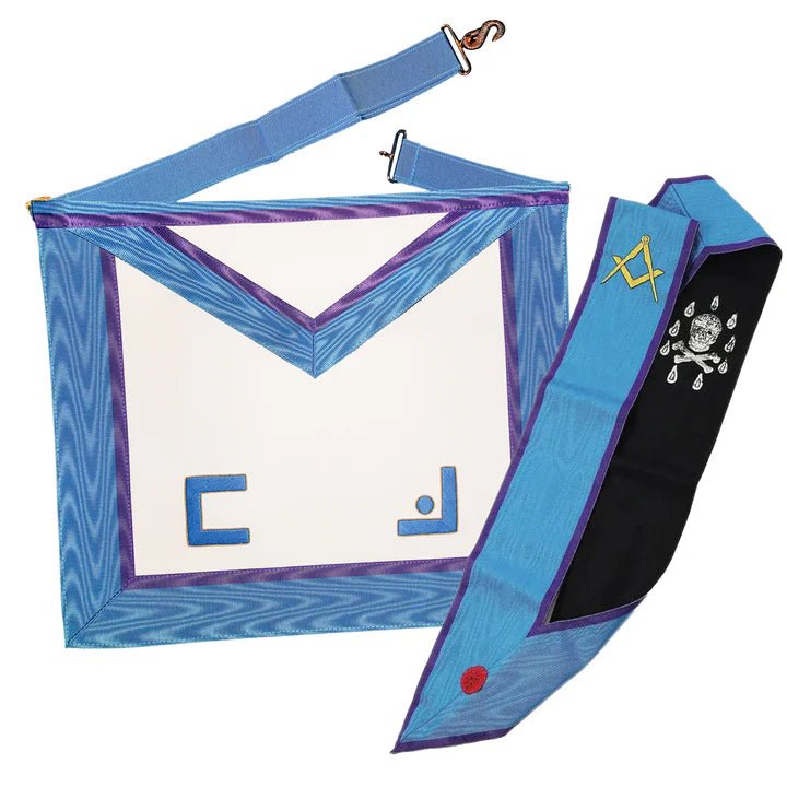 Master Mason Set. MB Apron + Sash - Memphis - Misraim Rite - Luxe Regalia