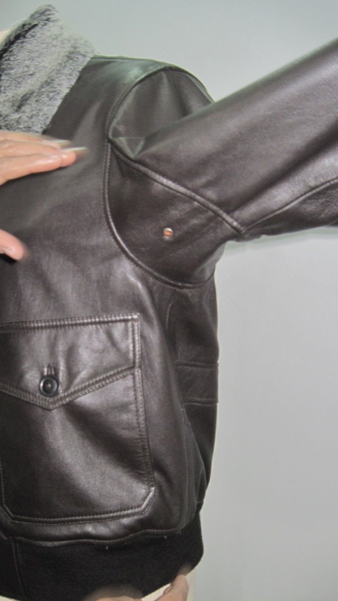 Men’s Premium Black Leather Bomber Jacket with Faux Fur Collar – Stylish Aviator Coat - Luxe Regalia