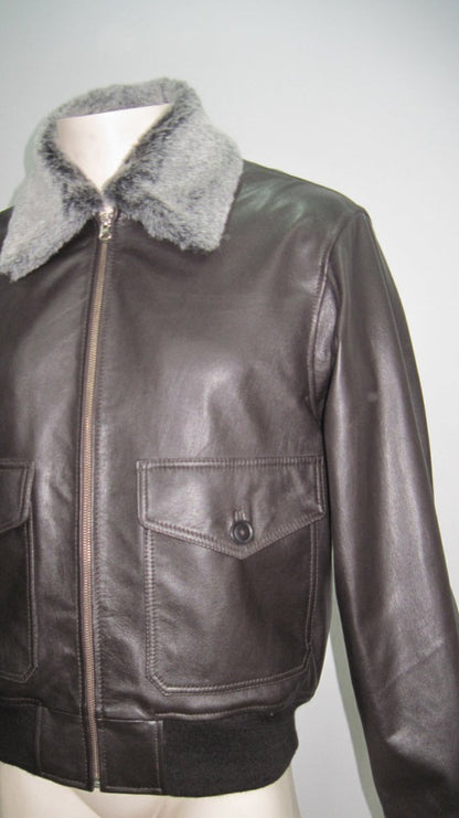 Men’s Premium Black Leather Bomber Jacket with Faux Fur Collar – Stylish Aviator Coat - Luxe Regalia