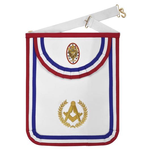 National Sojourners Apron – Red, White & Blue with Gold Wreath - Luxe Regalia