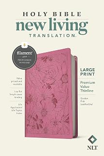 NLT Large Print Premium Value Thinline Bible, Filament: New Living Translation, Garden Pink, Leatherlike, Premium Value Thinline, Filament Bible App - Luxe Regalia