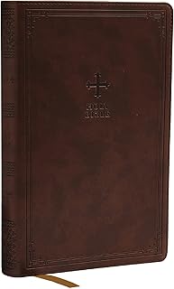You get a Bible with a smooth brown cover, clean gold-tone lettering, and a feel that sits nicely in your hands.