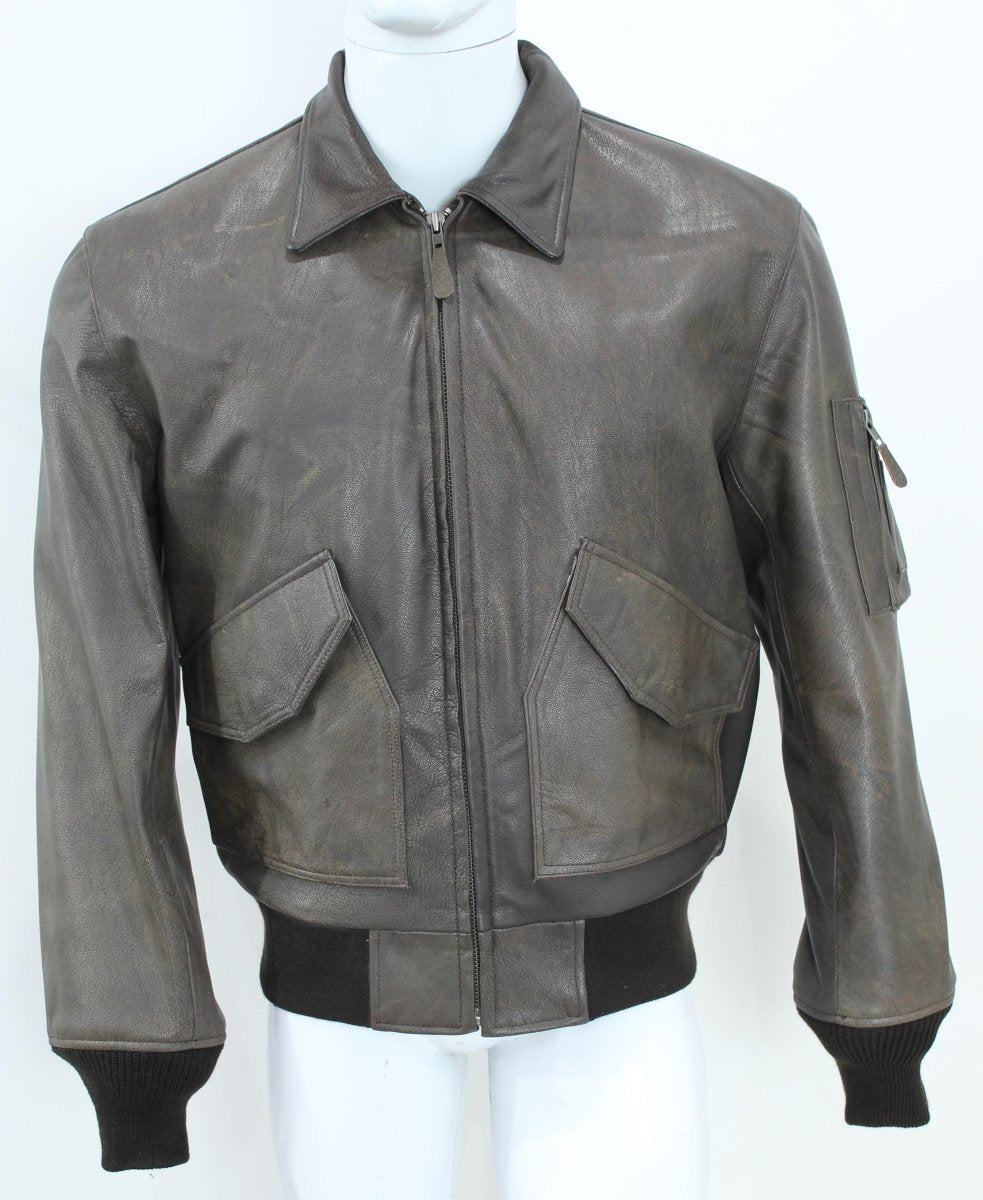 Vintage Air Force Style Leather Bomber Jacket – Distressed Brown, Classic Fit - Luxe Regalia