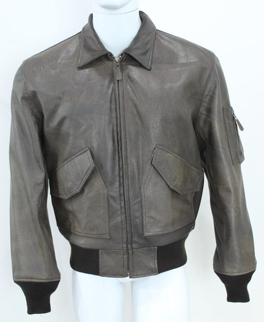 Vintage Air Force Style Leather Bomber Jacket – Distressed Brown, Classic Fit - Luxe Regalia
