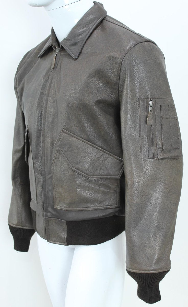 Vintage Air Force Style Leather Bomber Jacket – Distressed Brown, Classic Fit - Luxe Regalia