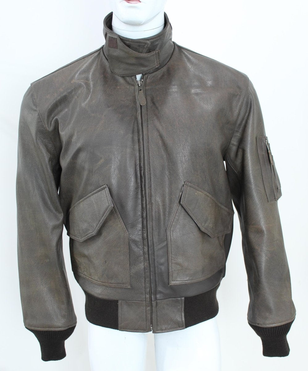 Vintage Air Force Style Leather Bomber Jacket – Distressed Brown, Classic Fit - Luxe Regalia