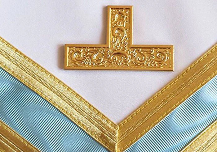 Worshipful Master Past Master Blue Lodge Canada Regulation Apron - Sky Blue Moire - Luxe Regalia
