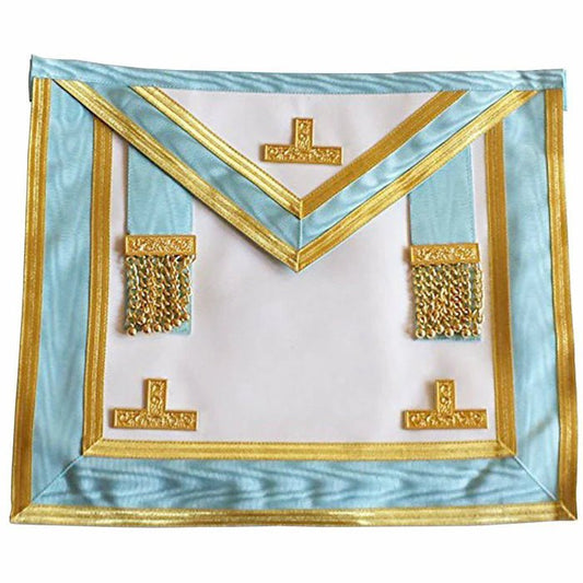 Worshipful Master Past Master Blue Lodge Canada Regulation Apron - Sky Blue Moire - Luxe Regalia