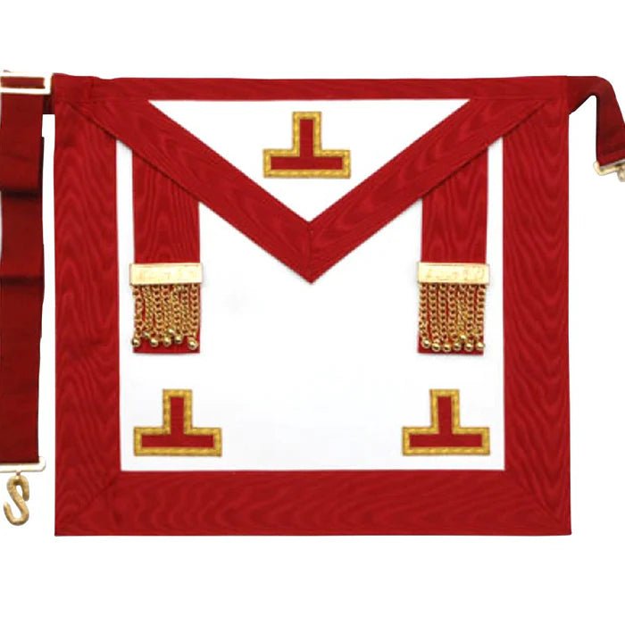 Worshipful Master Scottish Rite Apron - Red Moiré with Side Tabs - Luxe Regalia