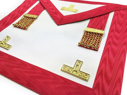 Worshipful Master Scottish Rite Apron - White & Red Moiré - Luxe Regalia